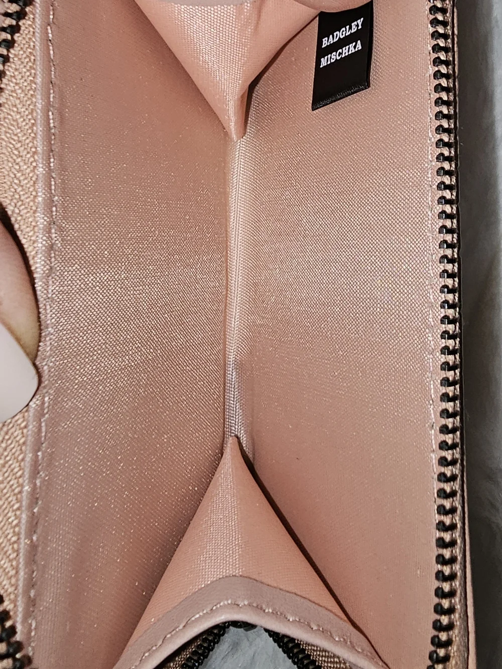 Badgley Mischka Croc-Embossed Zip Wallet In Blush